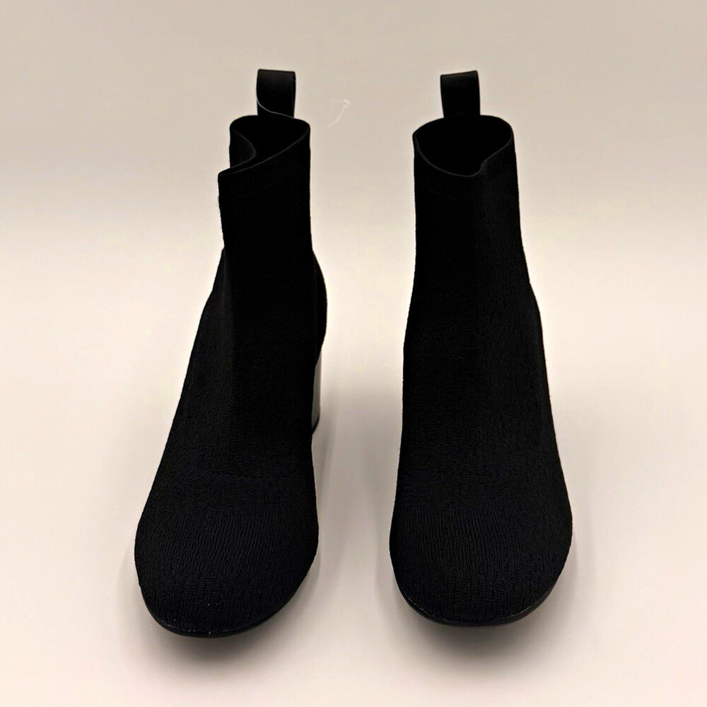 Time and Tru Women's Black Knit Pull-On Sock Ankle Boots Stretch US 8